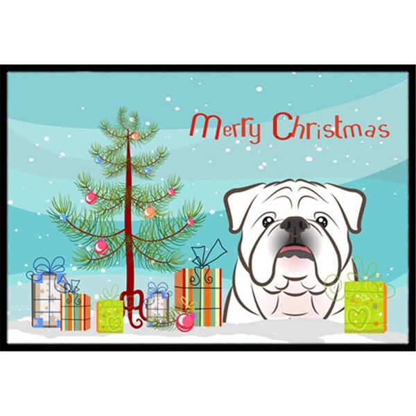 Carolines Treasures Christmas Tree and White English Bulldog Indoor or Outdoor Mat- 18 x 27 BB1592MAT - main